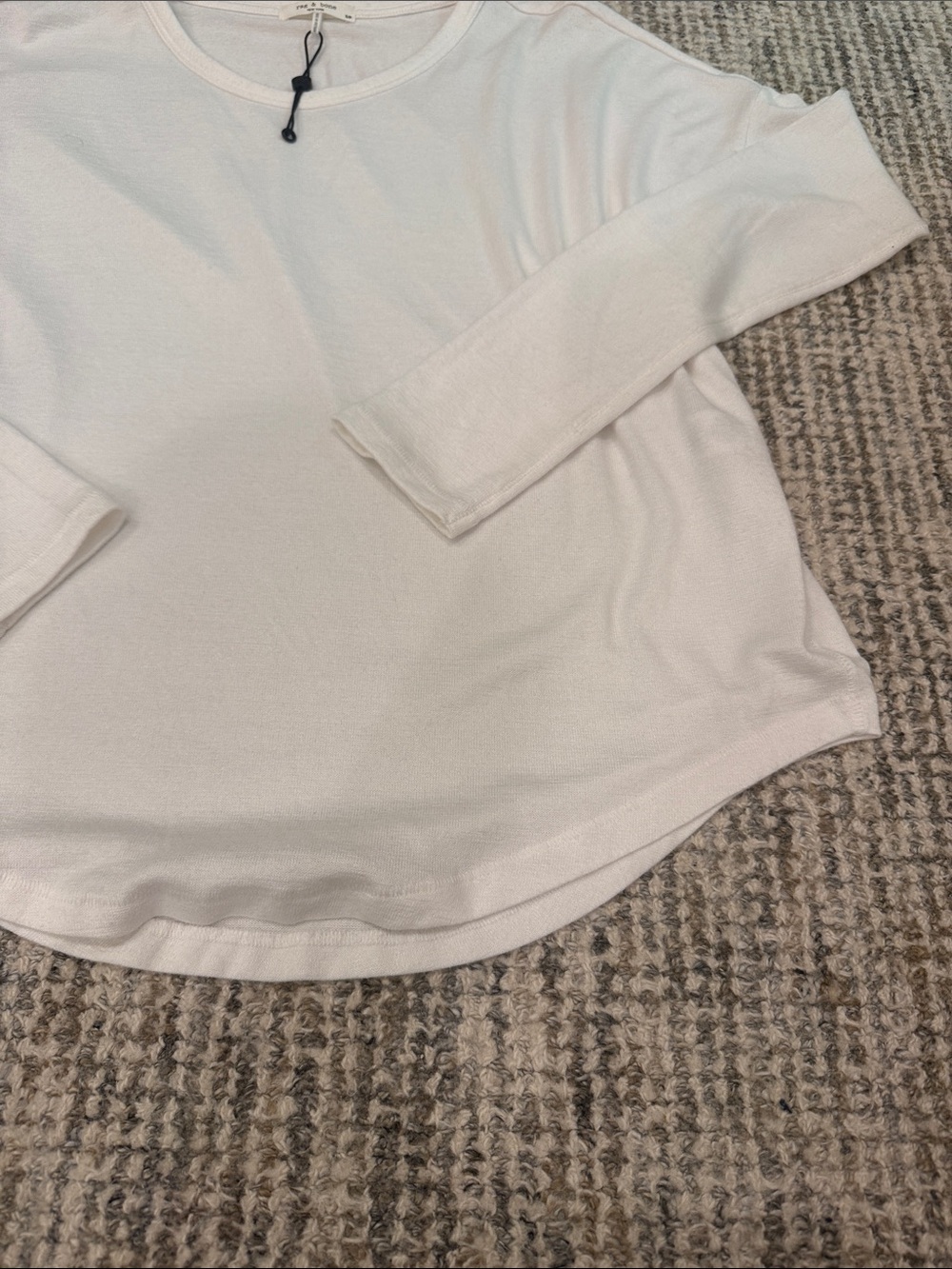 RAG AND BONE White Long-Sleeve Crewneck Tee - Picture 3 of 5